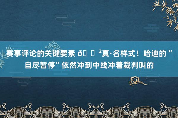 赛事评论的关键要素 😲真·名样式！哈迪的“自尽暂停”依然冲到中线冲着裁判叫的