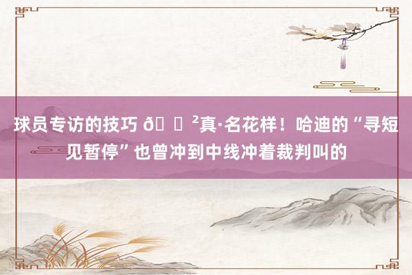 球员专访的技巧 😲真·名花样！哈迪的“寻短见暂停”也曾冲到中线冲着裁判叫的