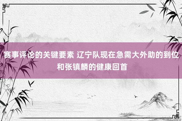 赛事评论的关键要素 辽宁队现在急需大外助的到位 和张镇麟的健康回首