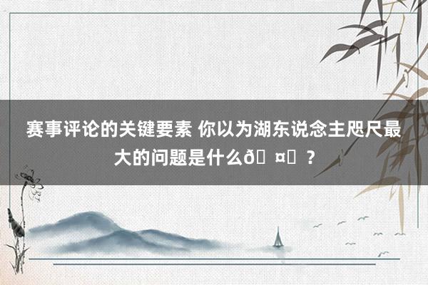 赛事评论的关键要素 你以为湖东说念主咫尺最大的问题是什么🤔？