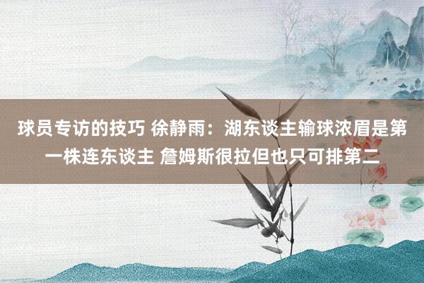 球员专访的技巧 徐静雨：湖东谈主输球浓眉是第一株连东谈主 詹姆斯很拉但也只可排第二