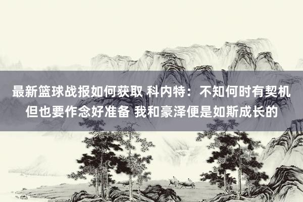 最新篮球战报如何获取 科内特：不知何时有契机但也要作念好准备 我和豪泽便是如斯成长的