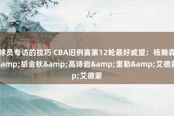 球员专访的技巧 CBA旧例赛第12轮最好威望：杨瀚森&胡金秋&高诗岩&里勒&艾德蒙