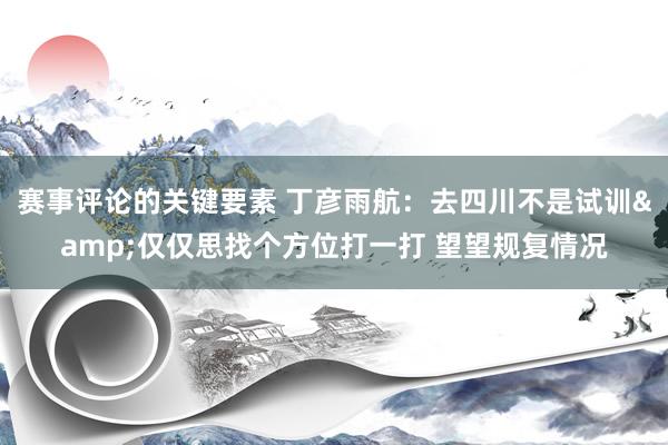 赛事评论的关键要素 丁彦雨航：去四川不是试训&仅仅思找个方位打一打 望望规复情况